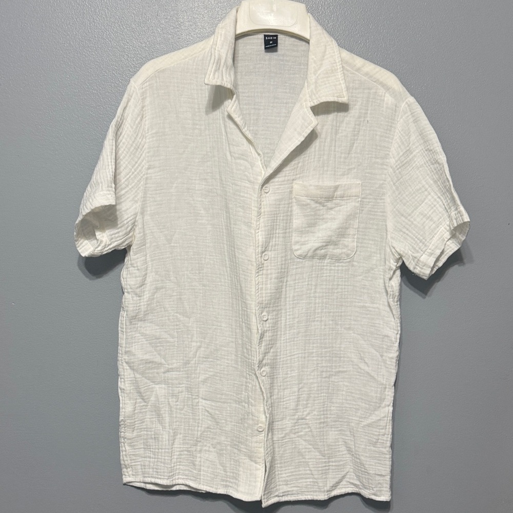 Men's White Casual Button Down Shirt